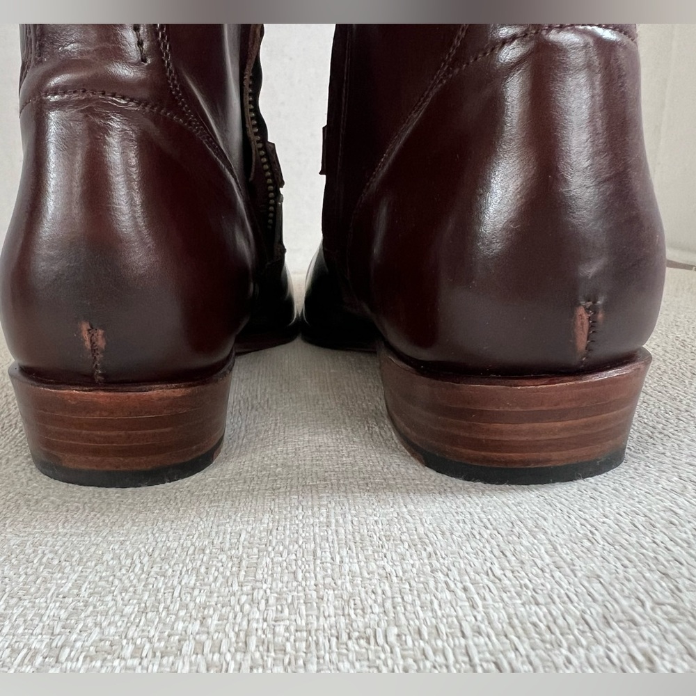 Frye Dorado Buckle Brown Tall Leather Boots 8 Box says 8.5 - Picture 10 of 15